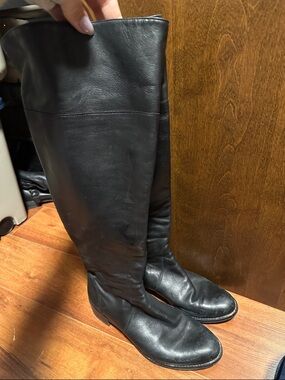 Classic Black Over-the-Knee Leather Boots